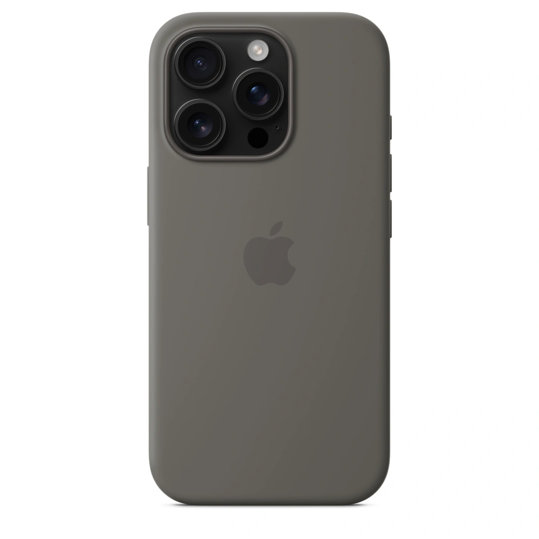 iPhone 16 Pro Silicone Case with MS - Stone Gray