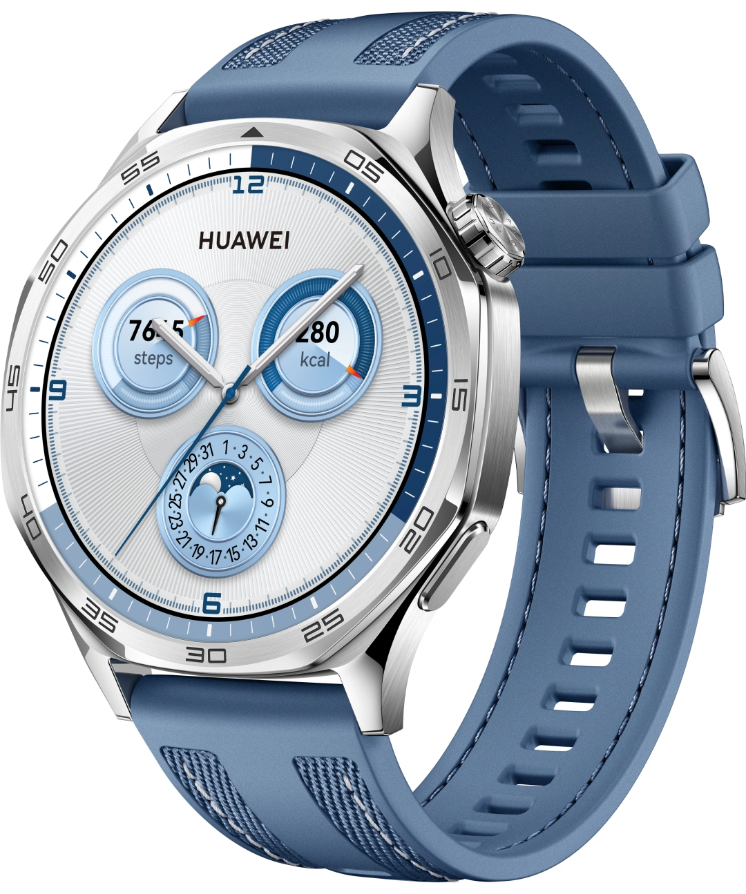 Huawei Watch GT 5 46 mm, Silver + Blue Woven Strap