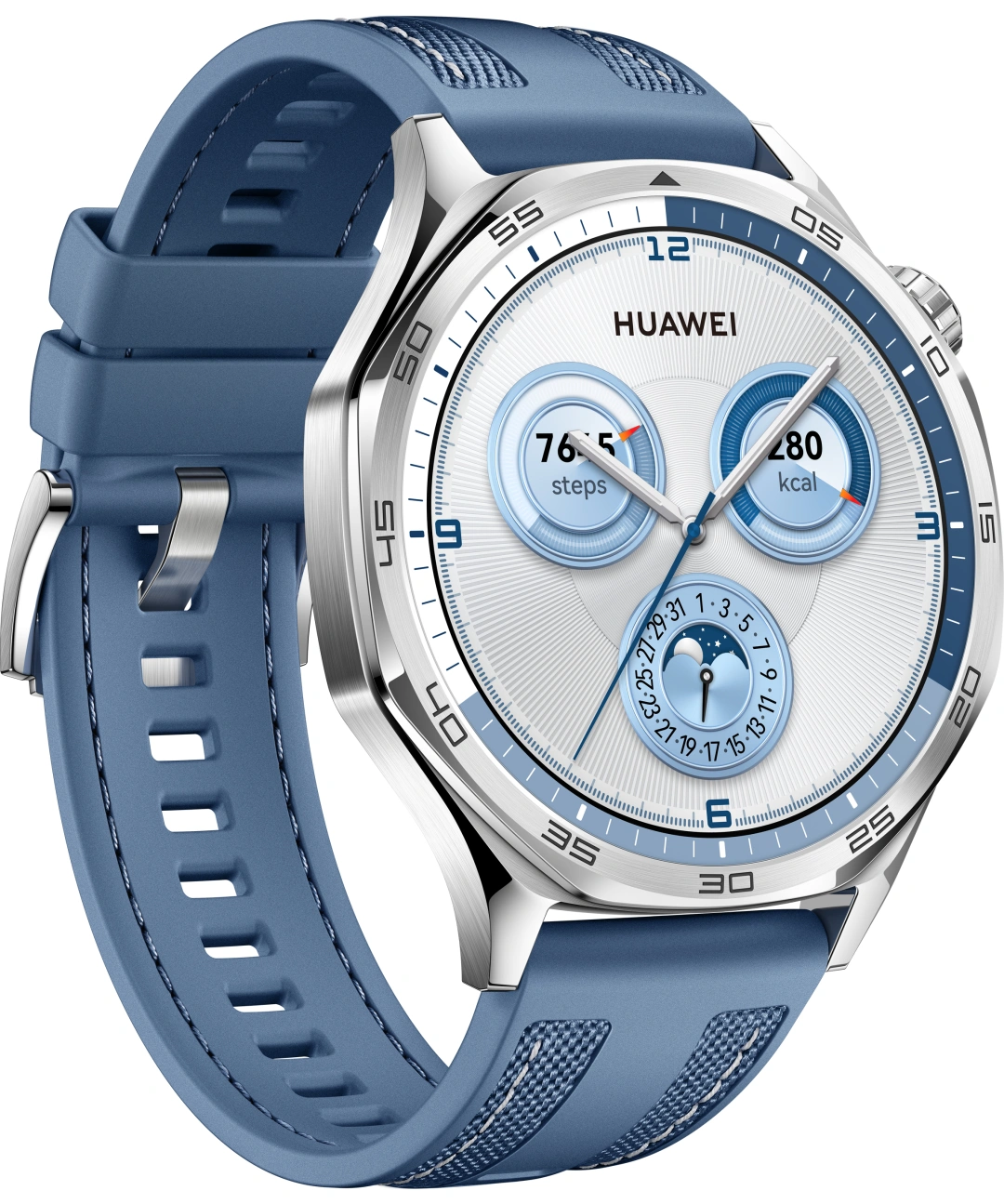 Huawei Watch GT 5 46 mm, Silver + Blue Woven Strap