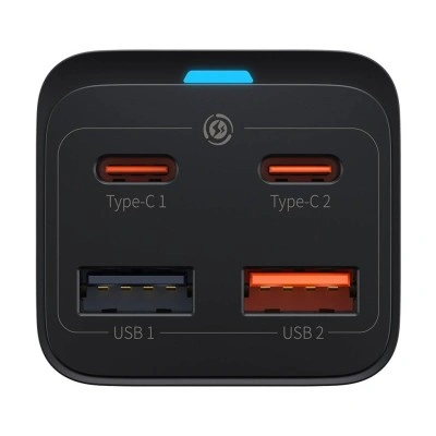 GaN3 Pro rychlá nabíječka 2x USB-C / 2x USB 65W PD QC + USB-C kabel 1m černý