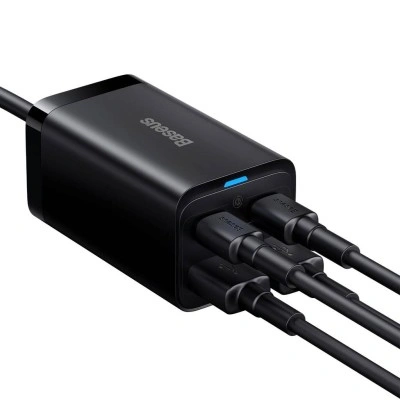 GaN3 Pro rychlá nabíječka 2x USB-C / 2x USB 65W PD QC + USB-C kabel 1m černý