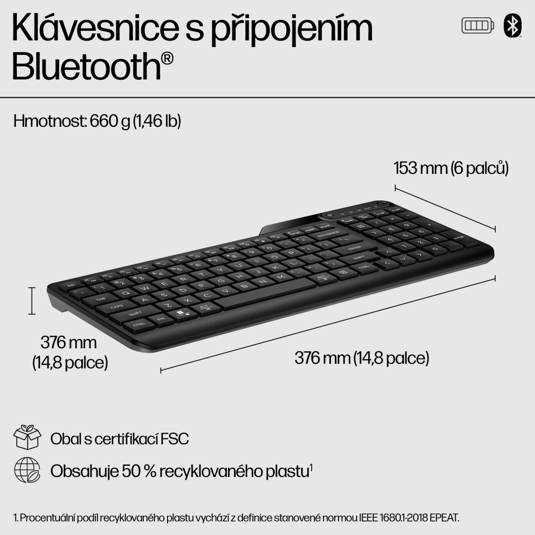 HP Bluetooth klávesnice HP 460 pro spárování s více zařízeními