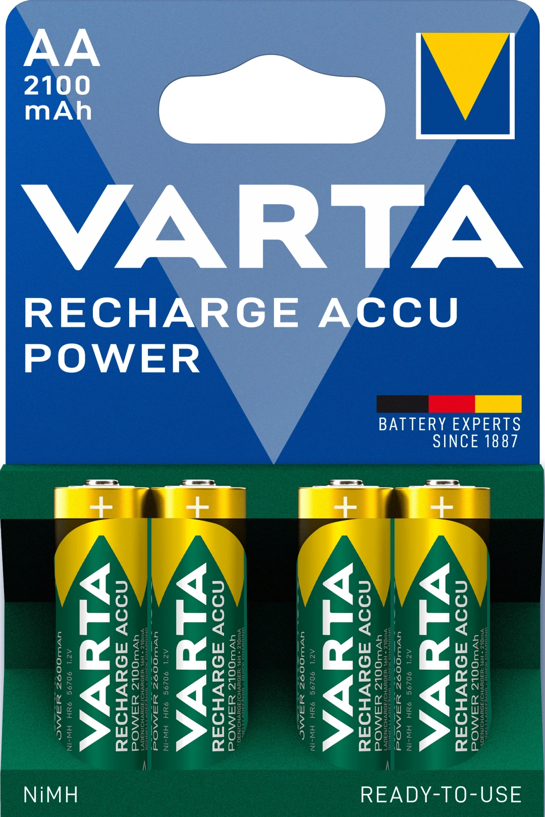 Baterie tužková AA LR6 dobíjecí 2100mAh/1000 cyklů (4ks) VARTA