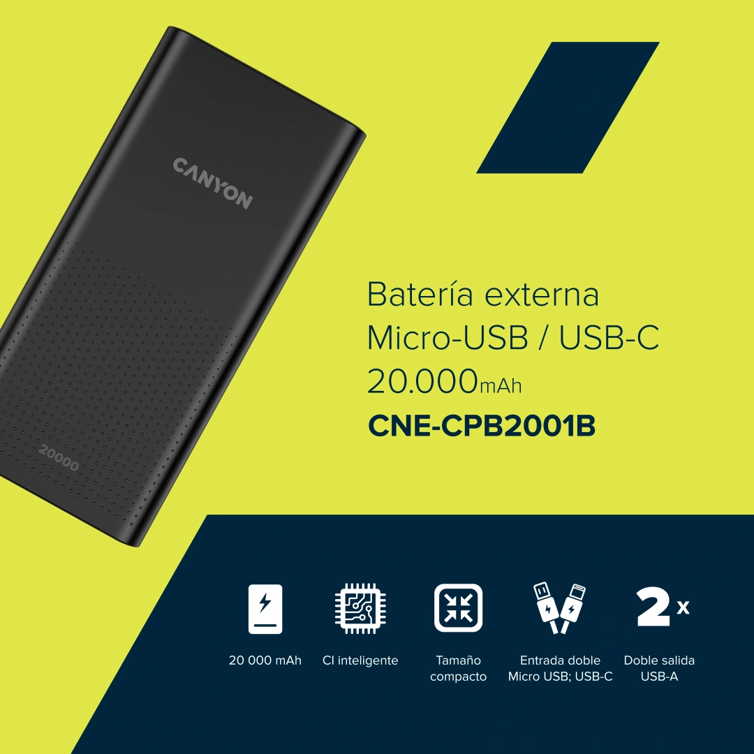 Canyon PB-2001 (CNE-CPB2001B), 20 000 mAh, černá