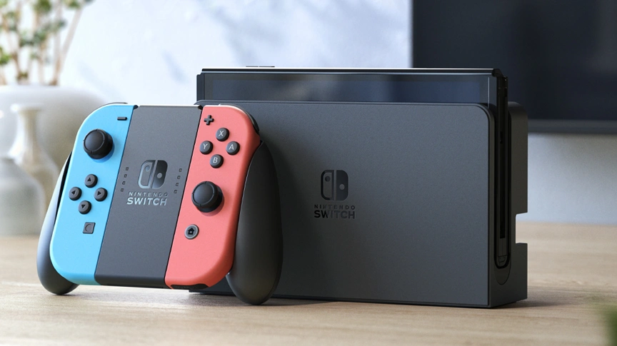 Nintendo Switch OLED, neon red&blue 