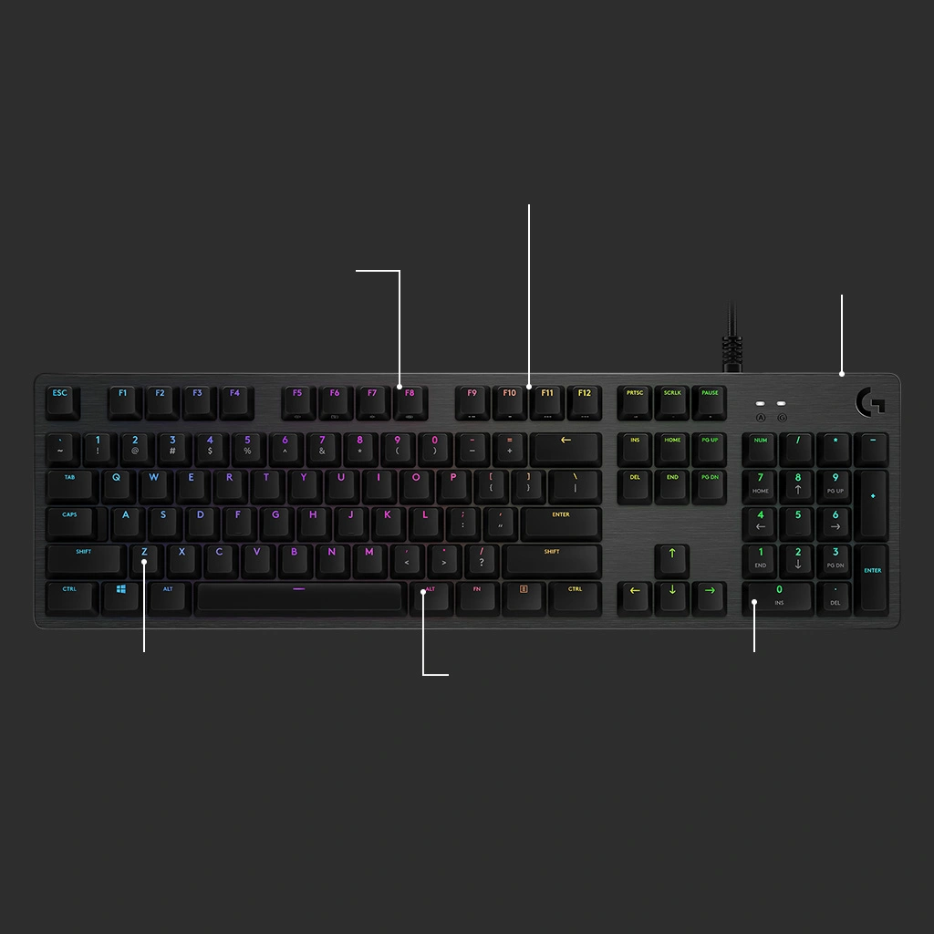 Logitech G512, RGB, GX Red, US, černá