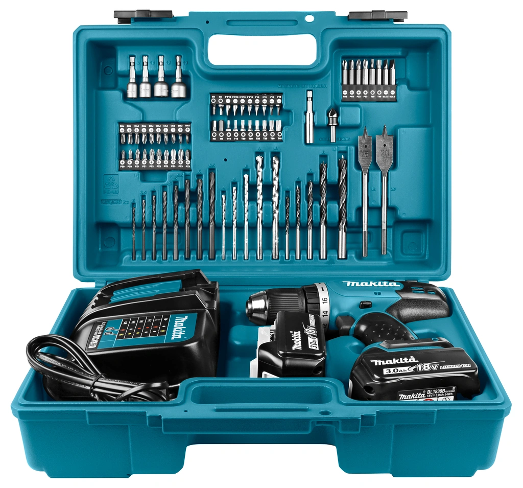 Makita DDF453SFX1 aku vrtací šroubovák s příslušenstvím Li-ion 18V/3,0Ah