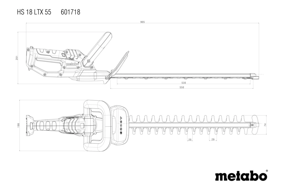 Metabo HS 18 LTX 55, 2× 2,0 Ah, zelená/červená/černá