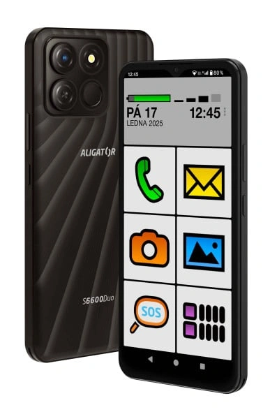 Aligator Smartphone S6600 SENIOR, 4GB/64GB, Black