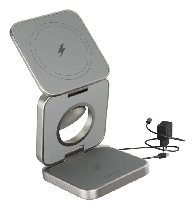 Epico UltraBase EF45 3in1 Fold Alu Mag+ Wireless Charging Stand - titanová