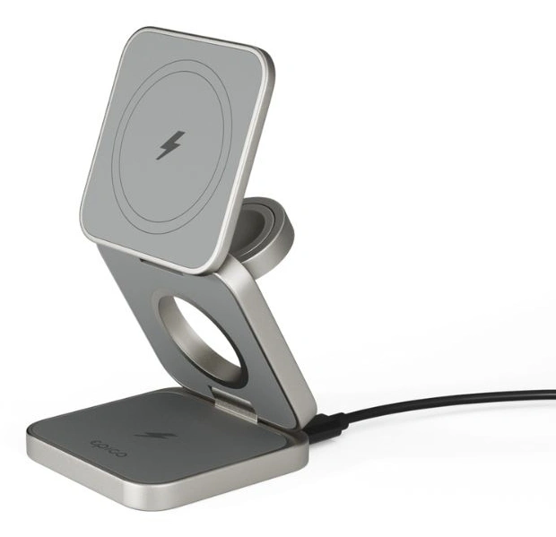 Epico UltraBase EF45 3in1 Fold Alu Mag+ Wireless Charging Stand - titanová