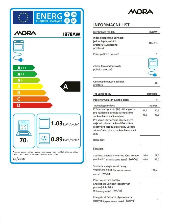 MORA Sporák indukční I 878AW 