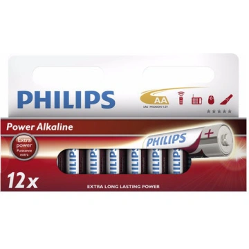 Philips AA PowerLife, alkalická - 12ks