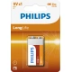 Philips 9V LongLife zinkochloridová, 1ks