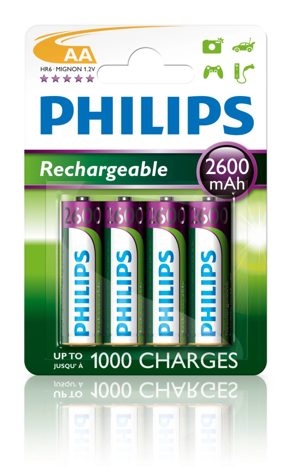 Philips baterie AA 2600mAh MultiLife, NiMh - 4ks
