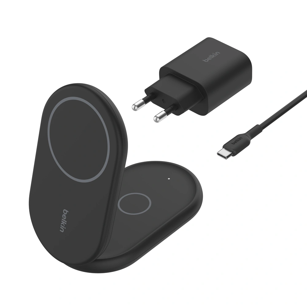 Belkin BOOST CHARGE Qi2 15W 2v1 Magnetický nabíjecí stojan, skládací, černá