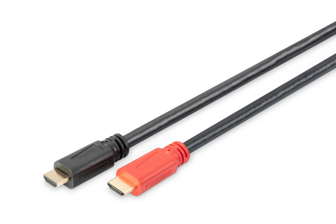 Digitus kabel HDMI - HDMI, M/M, pozlacené konektory, s aktivním zesílením, 15m, černá