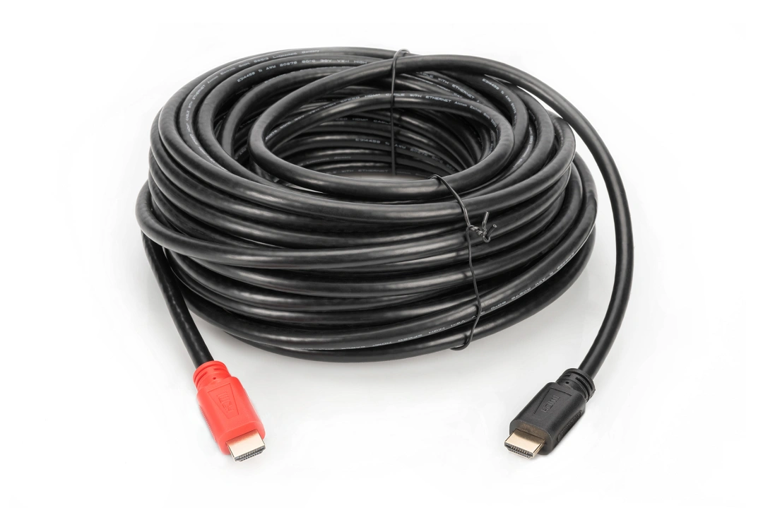 Digitus kabel HDMI - HDMI, M/M, pozlacené konektory, s aktivním zesílením, 15m, černá