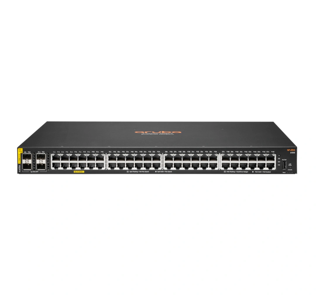 Aruba 6100 - 48x100/1000 PoE + 4xSFP+, PoE (370W)