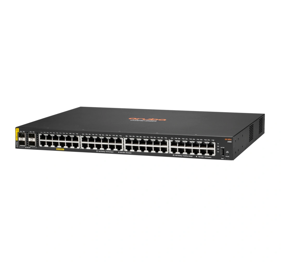 Aruba 6100 - 48x100/1000 PoE + 4xSFP+, PoE (370W)