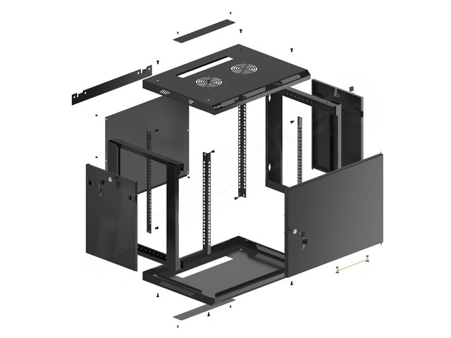 Lanberg WF01-6409-00B, nástěnný rozvaděč, 9U/600x450, plechové dveře, černá