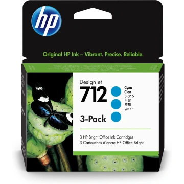 HP 712, 3x 29 ml (3ED77A) azure