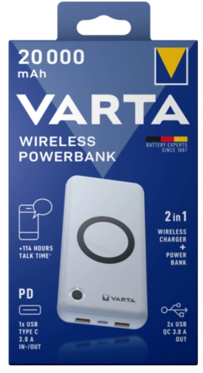 Varta Powerbanka Portable Wireless Powerbank 20000 mAh, 57909101111