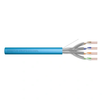 DIGITUS Instalační kabel CAT 6A U-FTP, 500 MHz Eca (EN 50575), AWG 23/1, buben 305 m, simplex, barva