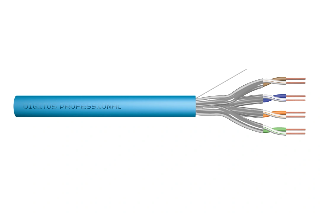 DIGITUS Instalační kabel CAT 6A U-FTP, 500 MHz Eca (EN 50575), AWG 23/1, buben 305 m, simplex, barva