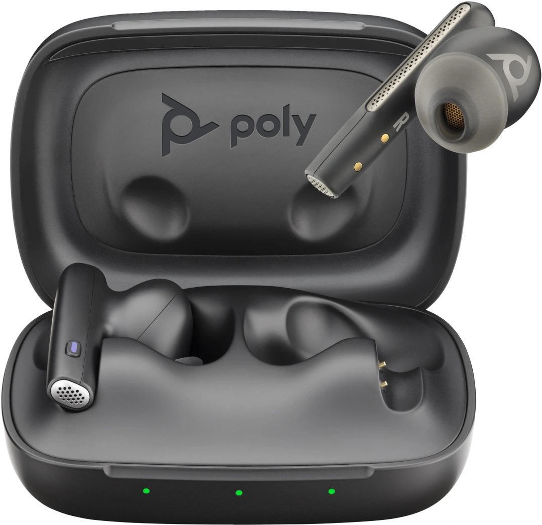 POLY Karbonově černá špuntová sluchátka Poly Voyager Free 60 UC M + adaptér BT700 USB-C + základní n