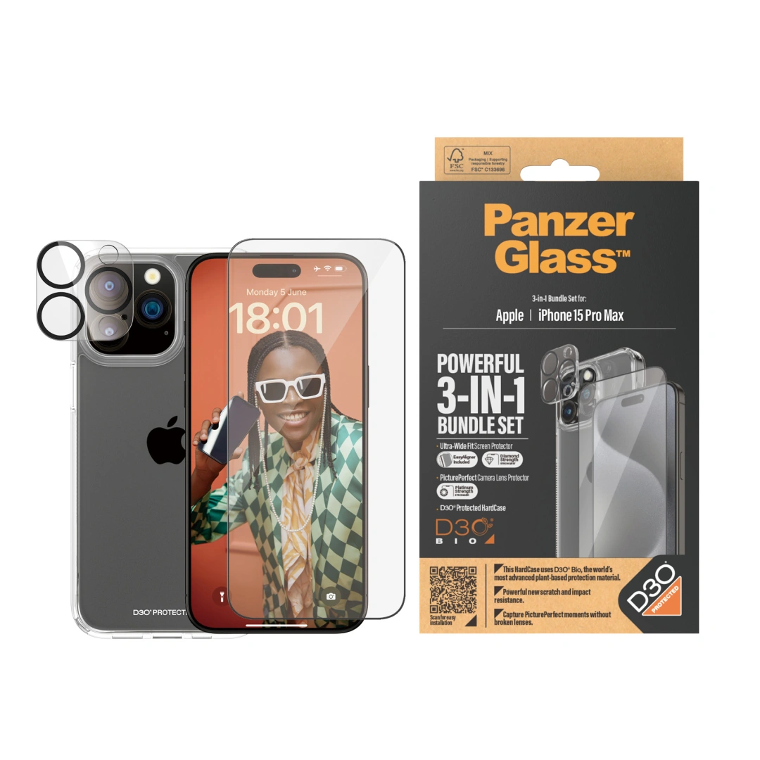 PanzerGlass Bundle 3-in-1 Apple iPhone 15 Pro Max